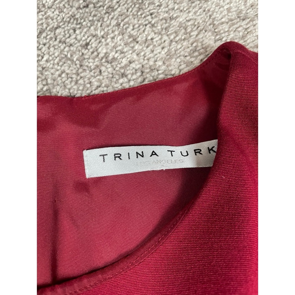 Trina Turk Dress Womens XS Red Gold Button Fit Flare Party Event Business Office - Picture 3 of 14